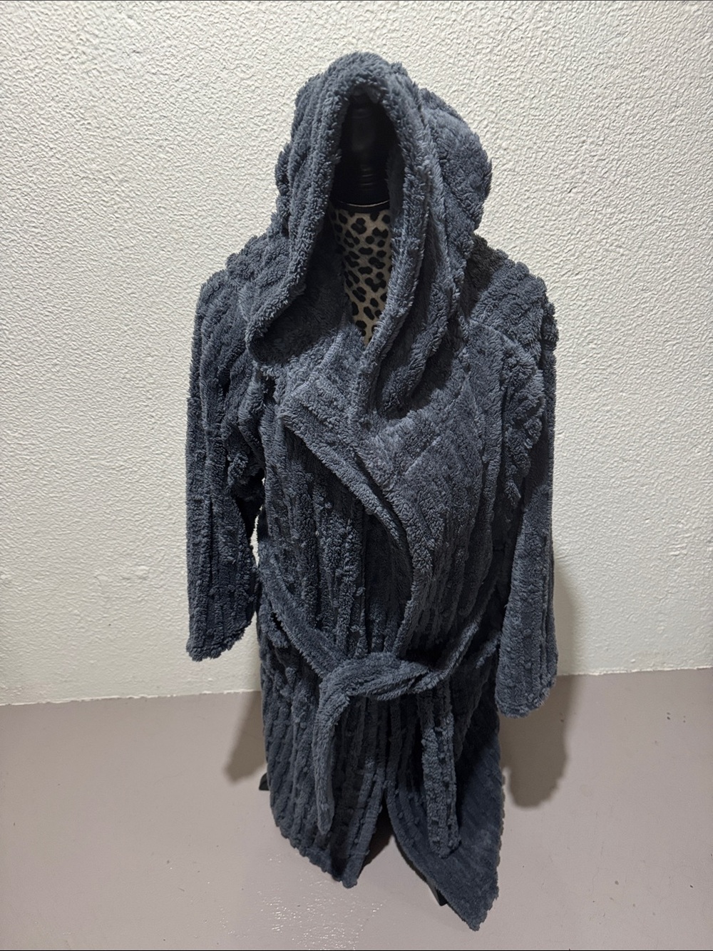 Amazon Plush Hooded Wrap Robe in Charcoal